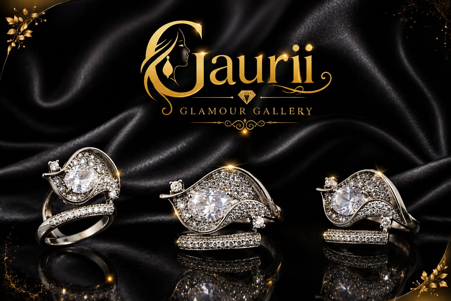 Crystal Leaf Free Size Ring