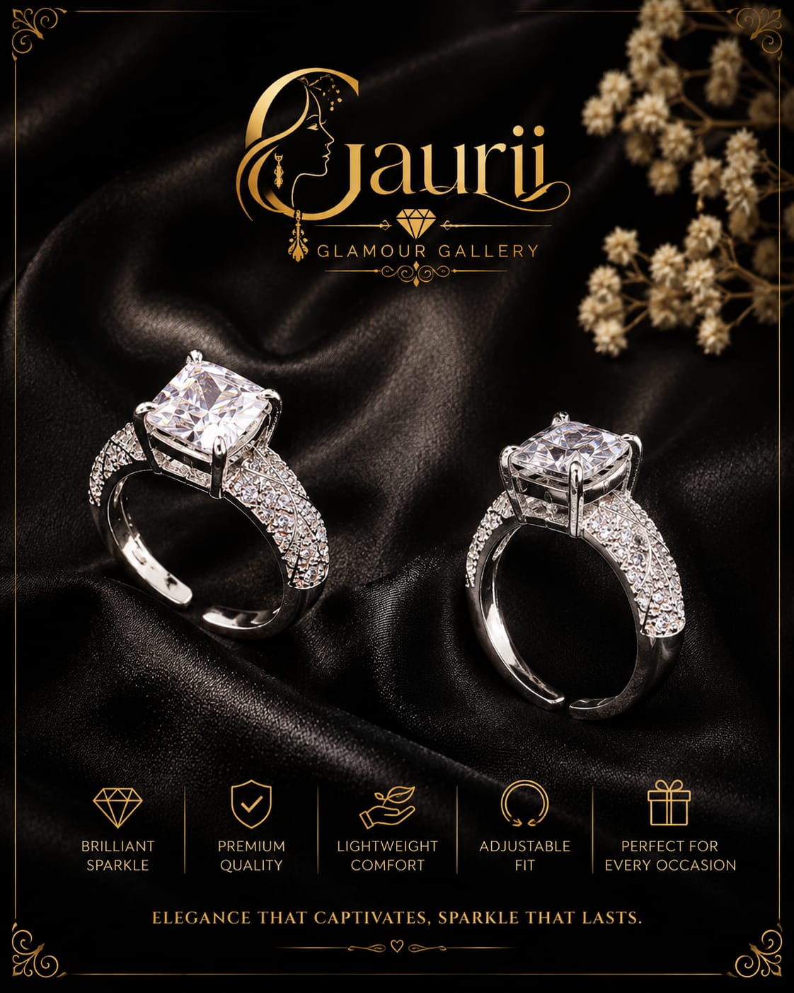 Princess-Cut Anti-Tarnish Ring