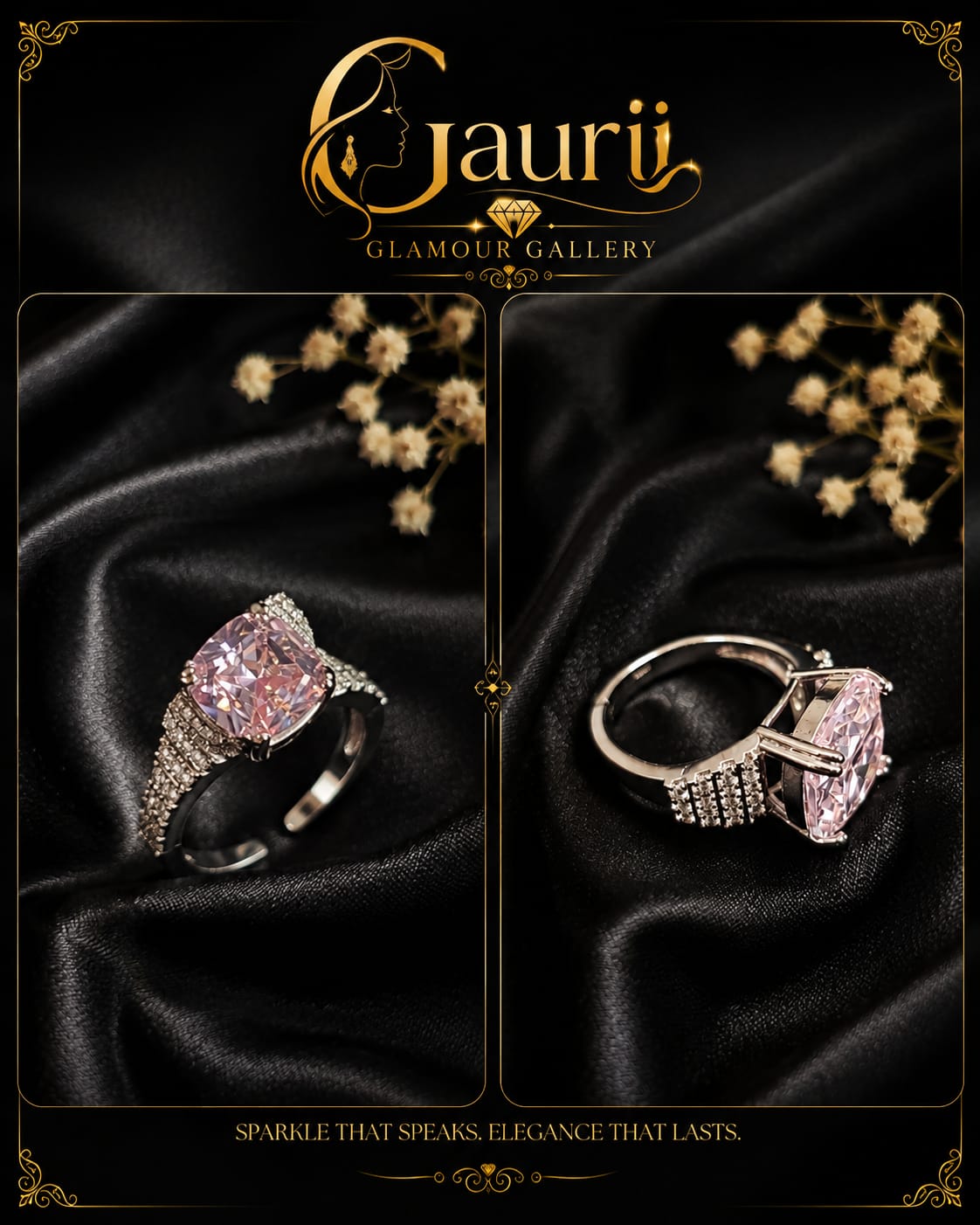 Baby Pink Crystal AD Ring